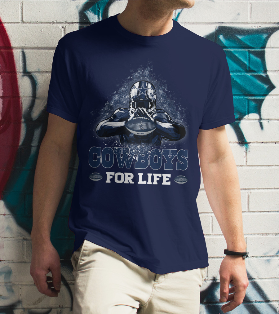COWBOYS FOR LIFE DALLAS COWBOYS Football Helmet Star Logo Blue T-Shirt
