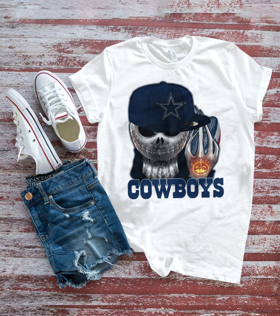 Jackskull Cowboys Halloween Star Football T-Shirt