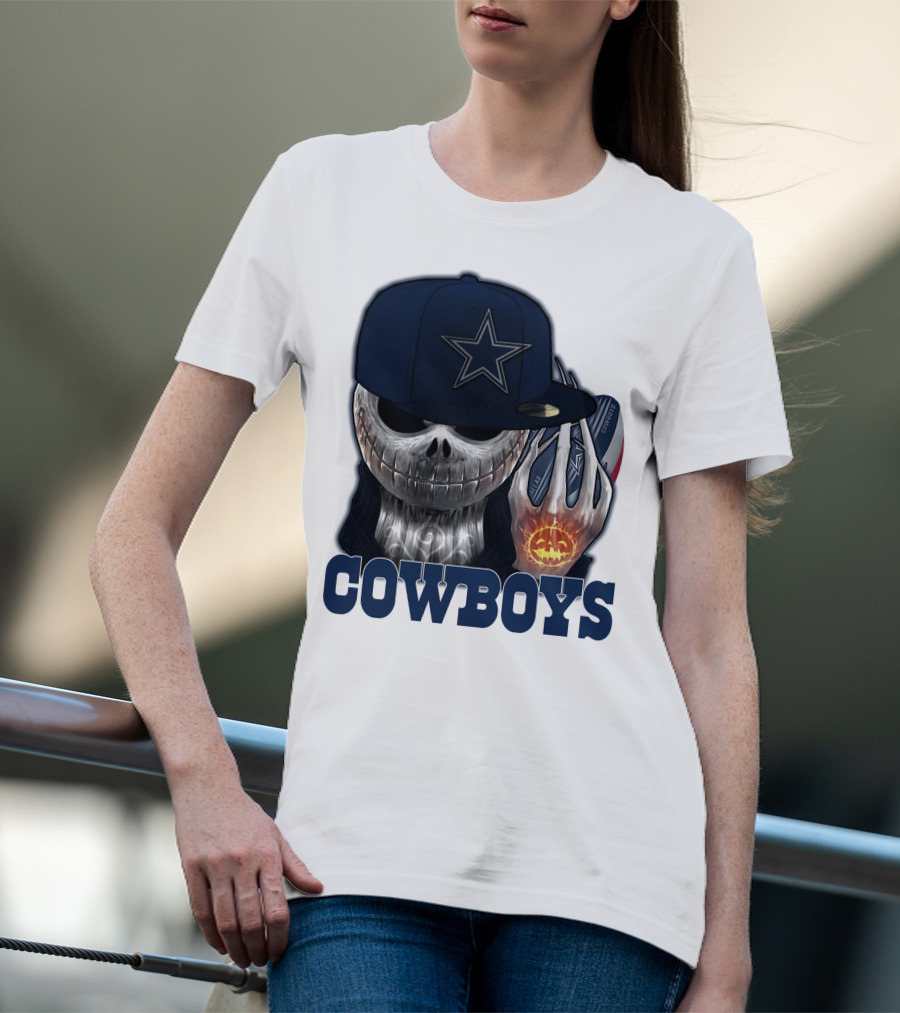 Jackskull Cowboys Halloween Star Football T-Shirt
