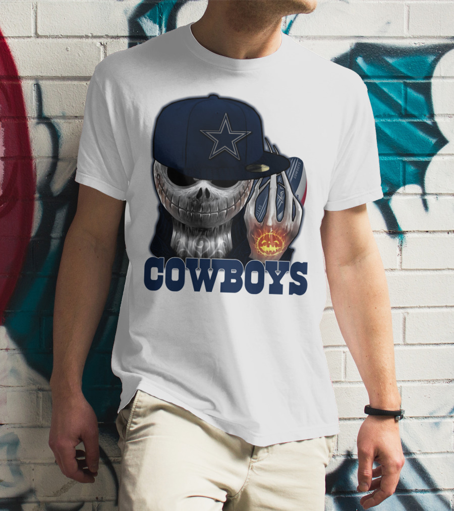 Jackskull Cowboys Halloween Star Football T-Shirt