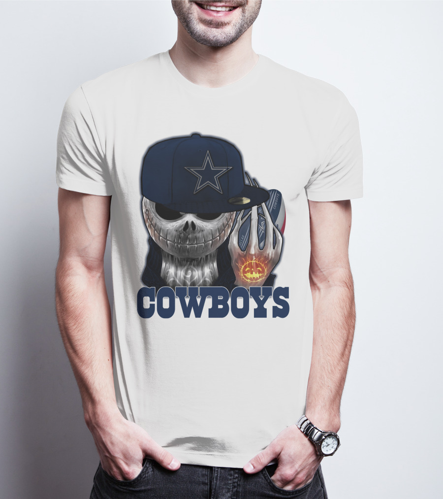 Jackskull Cowboys Halloween Star Football T-Shirt