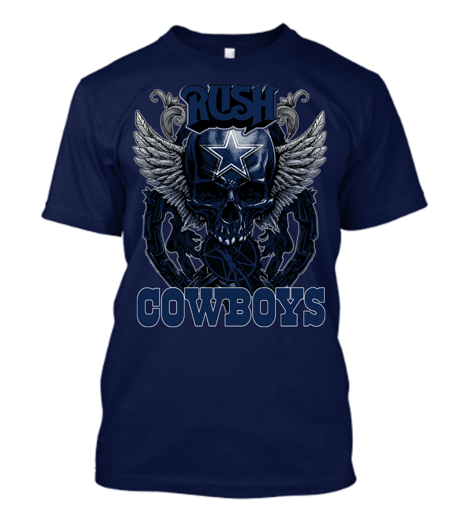 RUSH DALLAS COWBOYS WINGED STAR SKULL T-Shirt