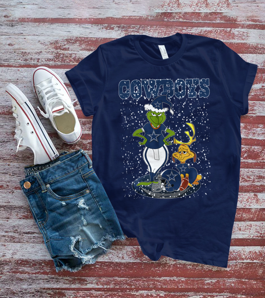 Grinchxmas Cowboys Football Holiday Mashup T-Shirt
