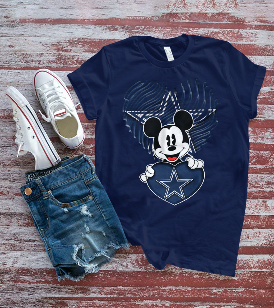 Mick Mouse Heart Star Dallas Cowboys T-Shirt
