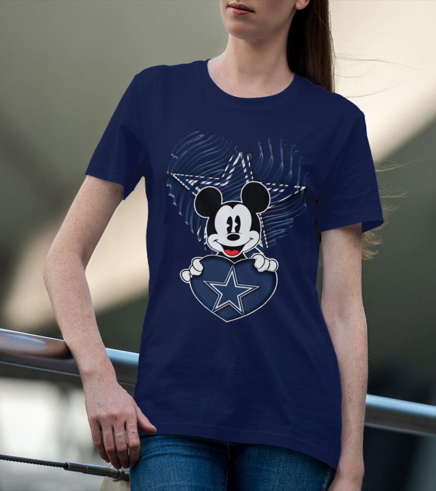 Mick Mouse Heart Star Dallas Cowboys T-Shirt