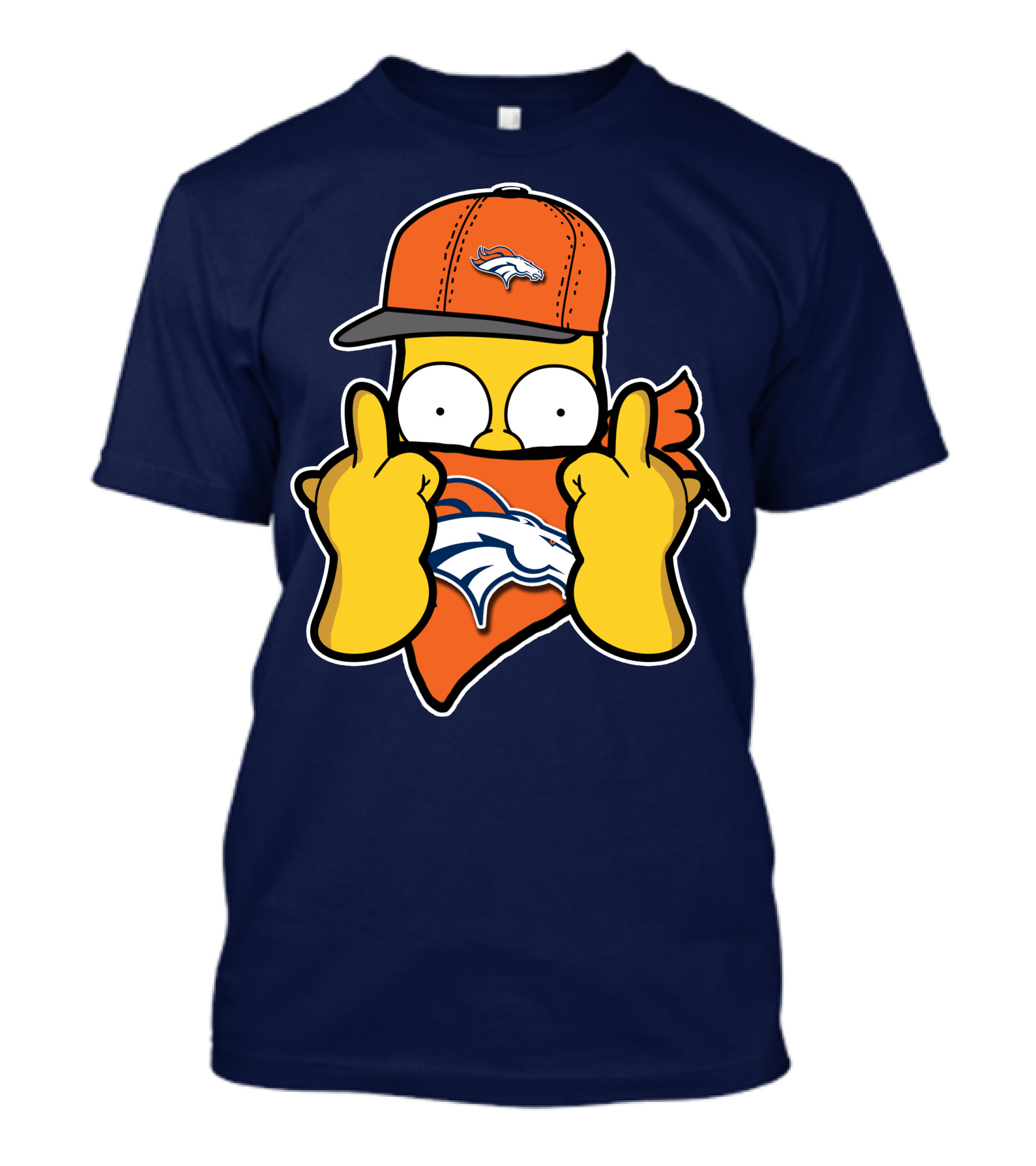 Denver Broncos Homer Simpson Middle Finger Gesture T-Shirt