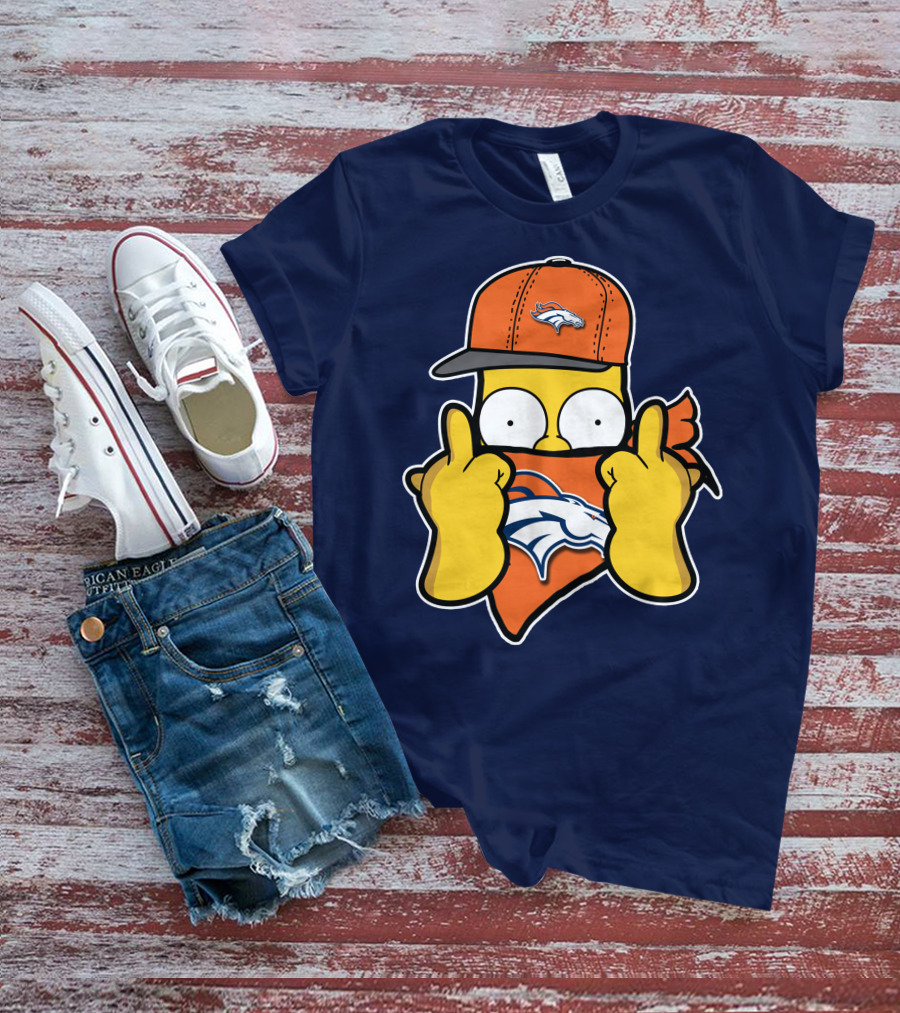 Denver Broncos Homer Simpson Middle Finger Gesture T-Shirt