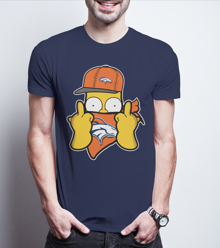 Denver Broncos Homer Simpson Middle Finger Gesture T-Shirt