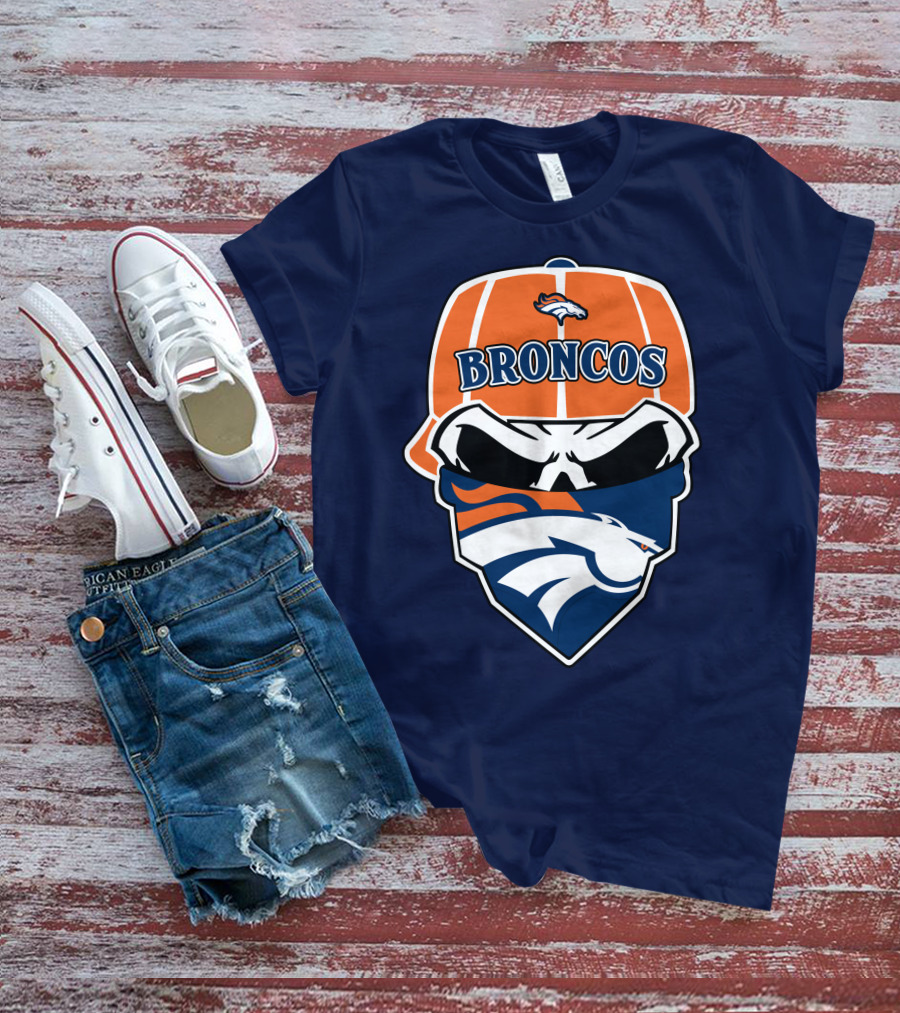 Broncos Skull Bandana Cap Logo Denver Broncos T-Shirt