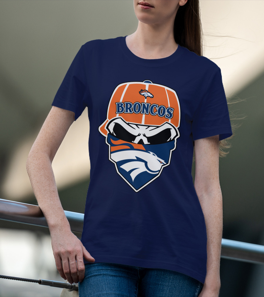 Broncos Skull Bandana Cap Logo Denver Broncos T-Shirt