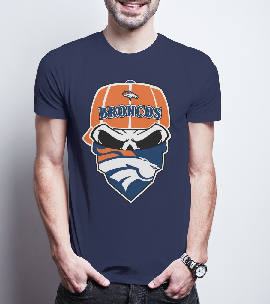 Broncos Skull Bandana Cap Logo Denver Broncos T-Shirt