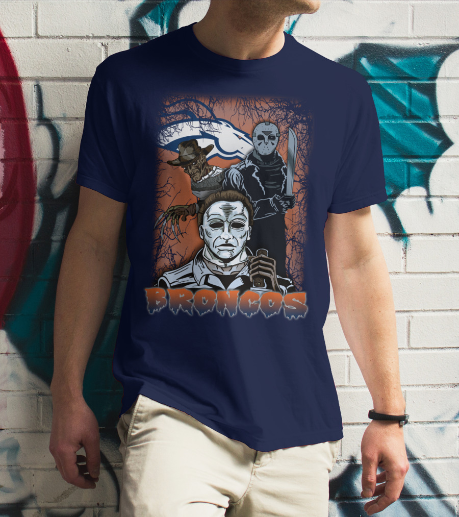 Broncos Horror Icons Halloween Denver T-Shirt