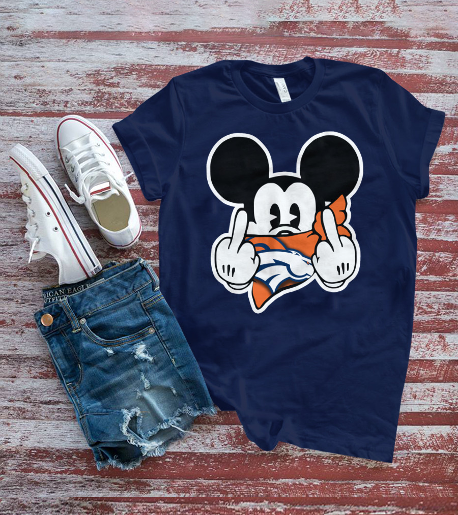 Denver Broncos Mickey Middle Fingers T-Shirt