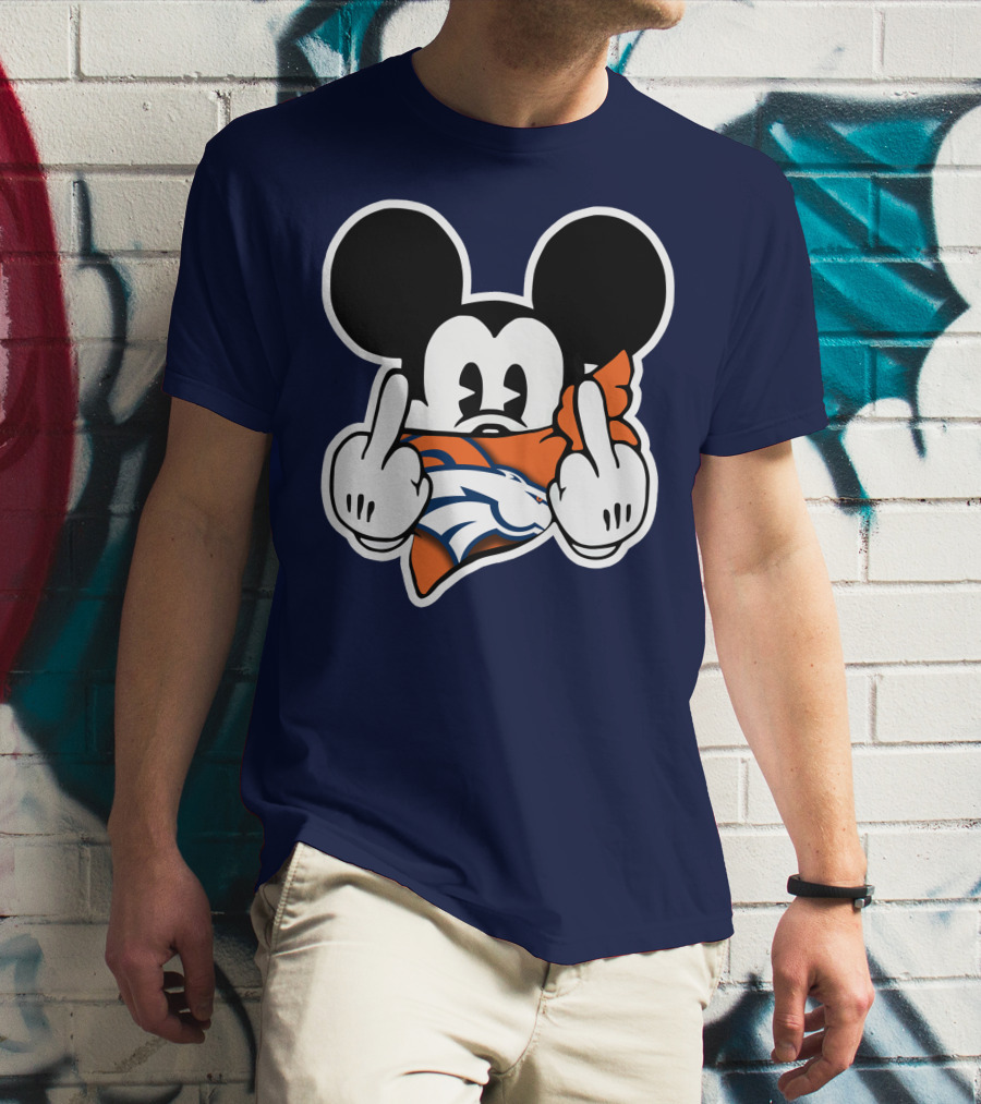 Denver Broncos Mickey Middle Fingers T-Shirt