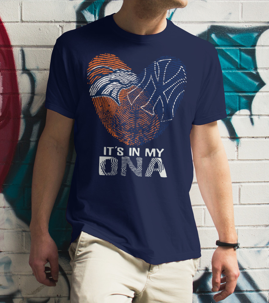 It's In My Dna Denver Broncos 04 Fingerprint Heart T-Shirt