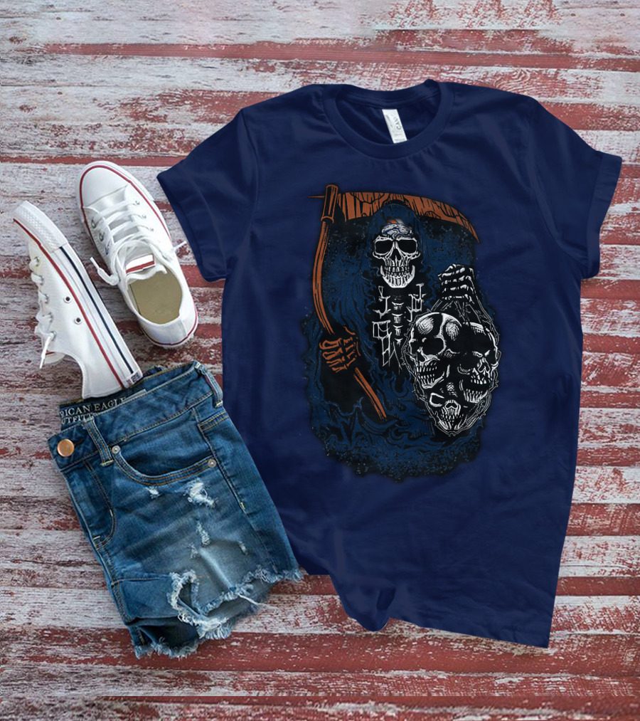 Denver Broncos Grim Reaper Skull Art T-Shirt
