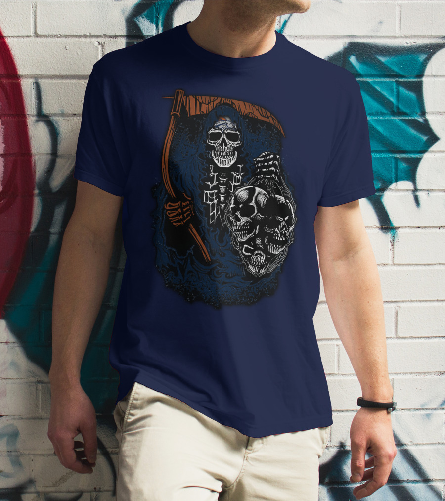 Denver Broncos Grim Reaper Skull Art T-Shirt