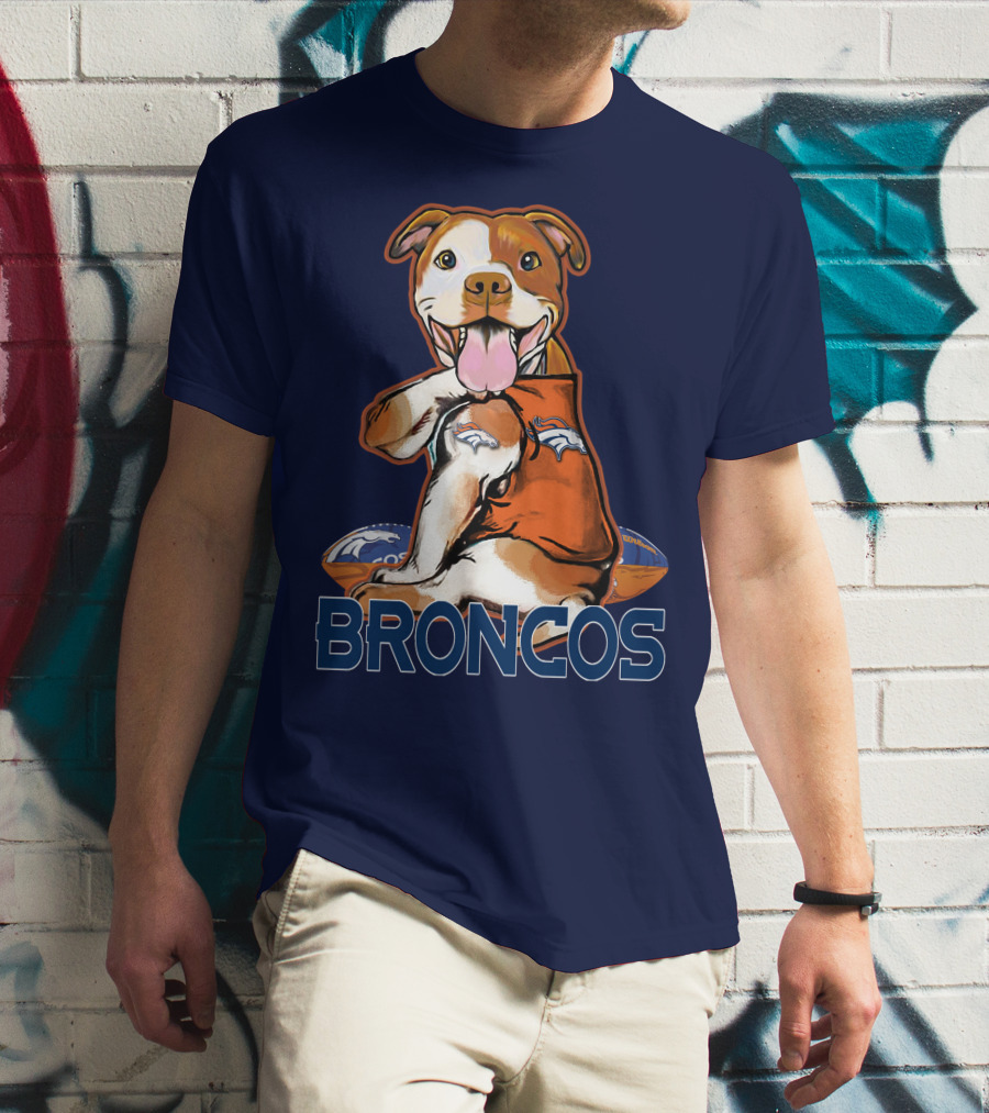 Pittbull Broncos Denver Football Puppy T-Shirt