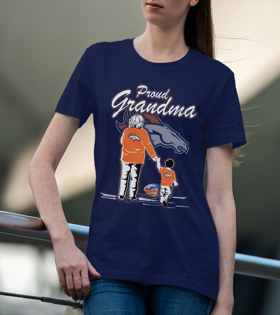 Proud Grandma Denver Broncos Family Football Fan Wears Team Logo T-Shirt