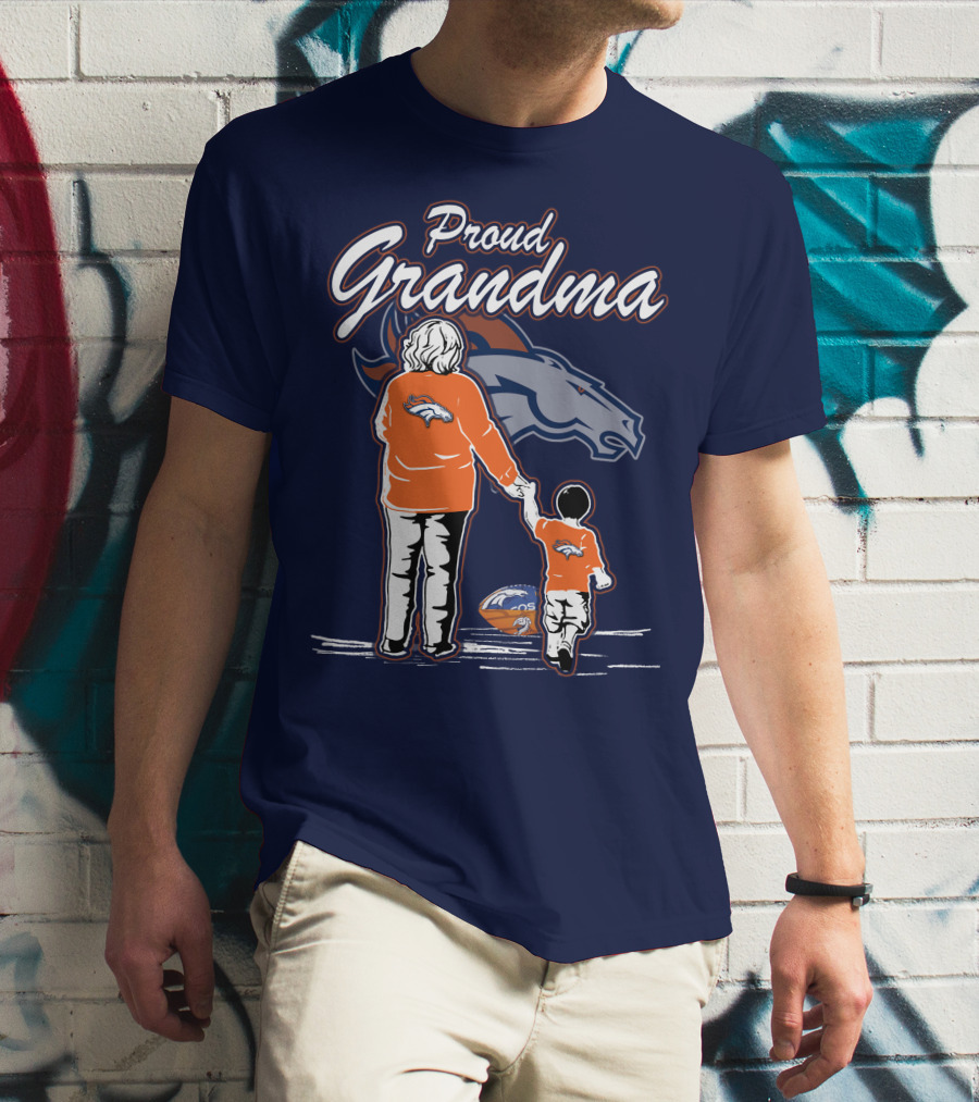 Proud Grandma Denver Broncos Family Football Fan Wears Team Logo T-Shirt