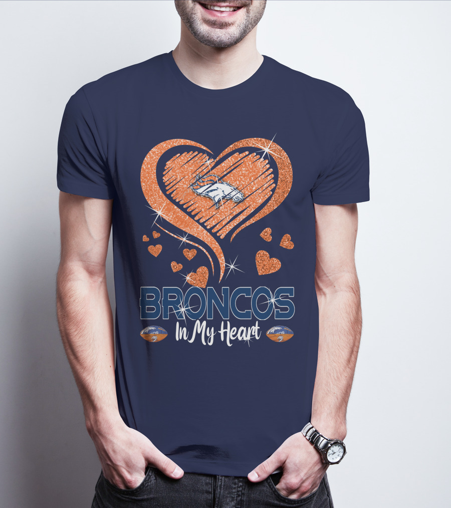 Broncos In My Heart Denver Broncos Love Heart T-Shirt