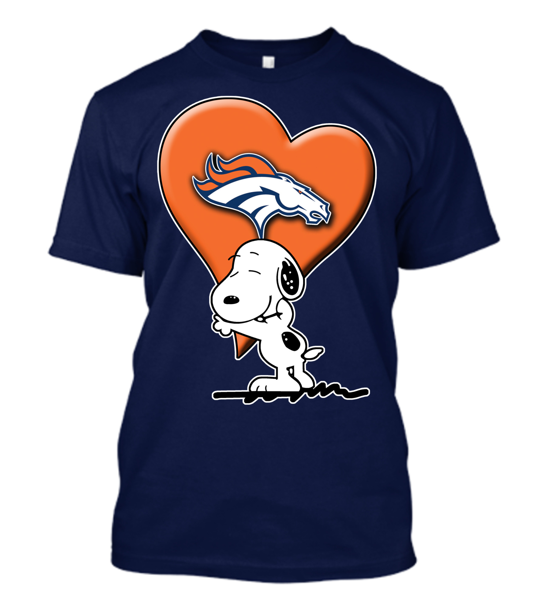 Snp V1 Denver Broncos Snoopy Hugging Heart T-Shirt