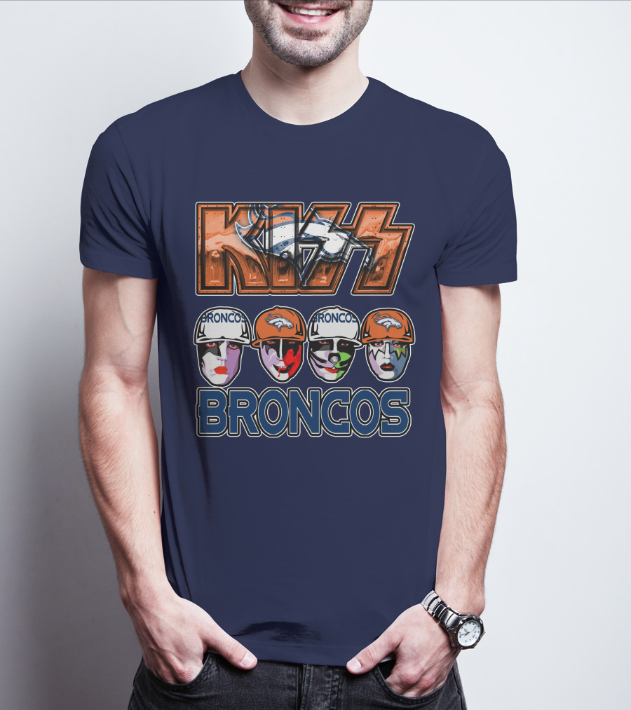 Kiss Denver Broncos Football Helmet Band Makeup T-Shirt