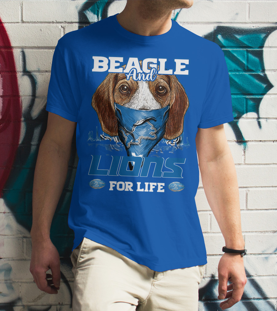 Beagle And Lions For Life Detroit Lions T-Shirt