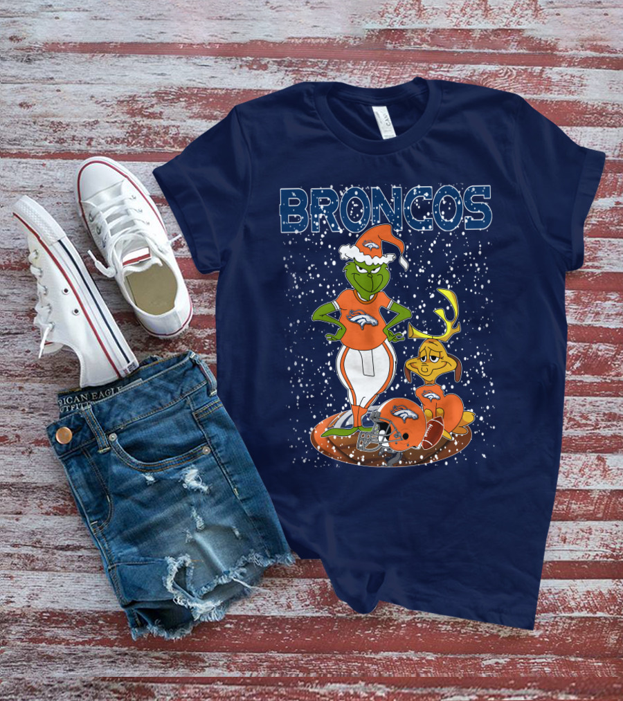 Grinchxmas Broncos Christmas Football Grinch And Max T-Shirt