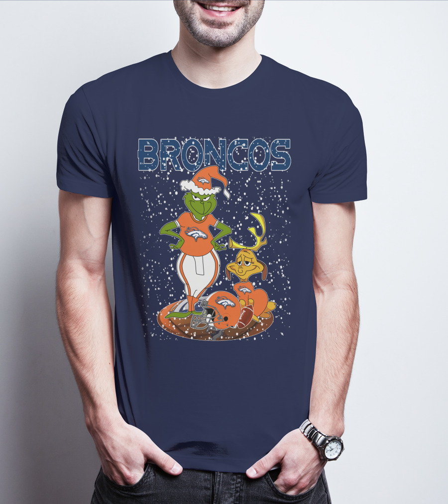 Grinchxmas Broncos Christmas Football Grinch And Max T-Shirt
