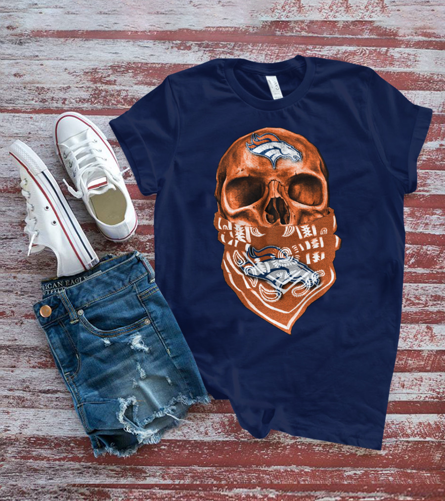 Denver Broncos Skull Bandana T-Shirt