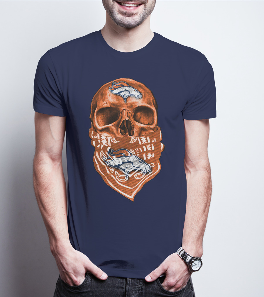 Denver Broncos Skull Bandana T-Shirt