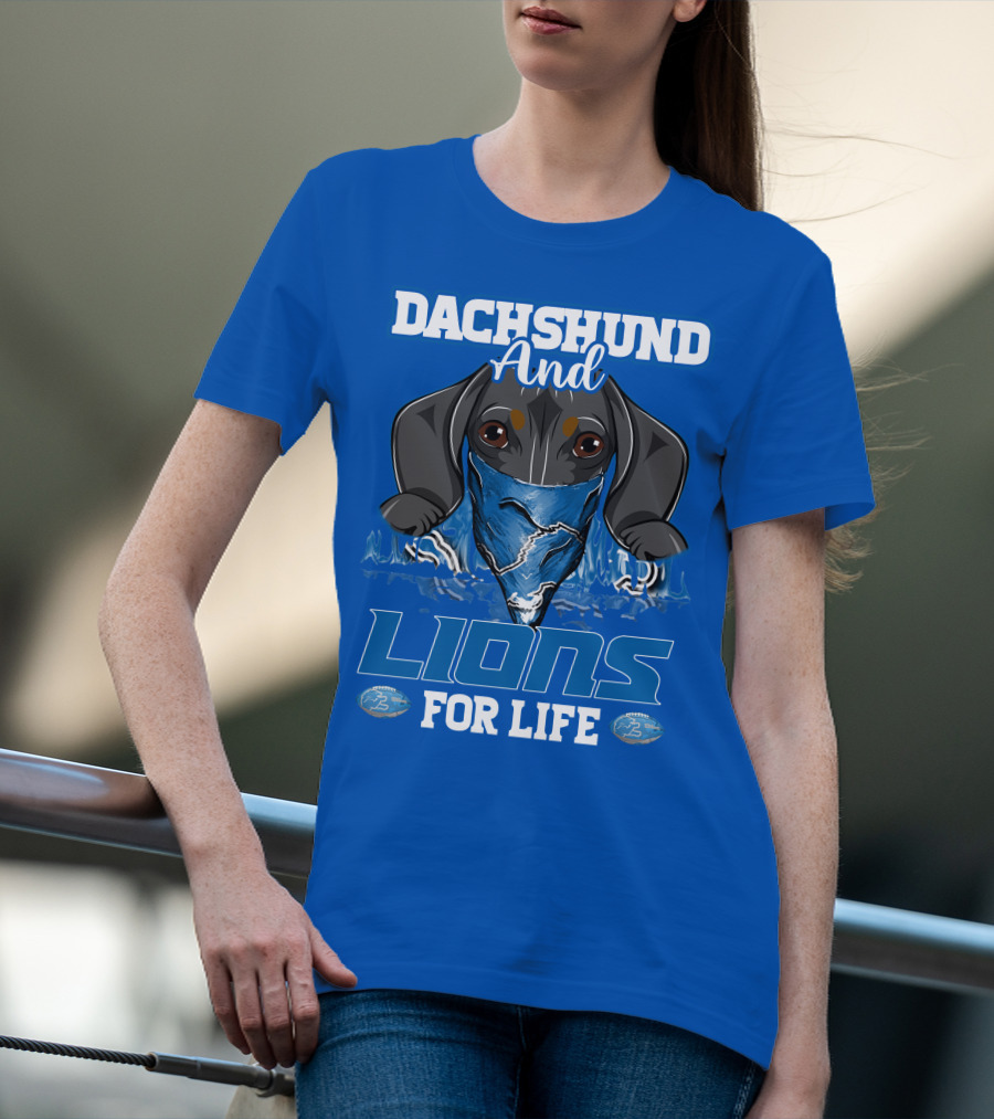 Dachshund And Lions For Life Detroit T-Shirt