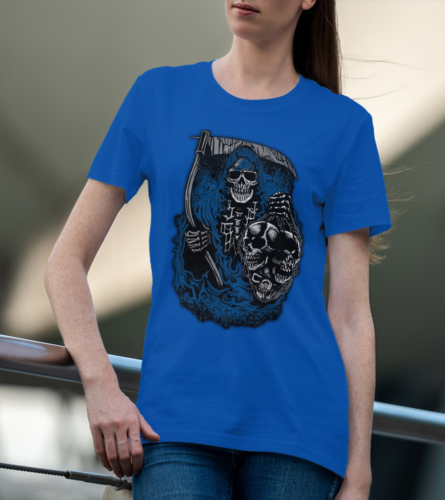 Detroit Lions Grim Reaper Skulls T-Shirt