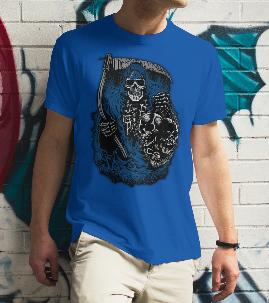 Detroit Lions Grim Reaper Skulls T-Shirt