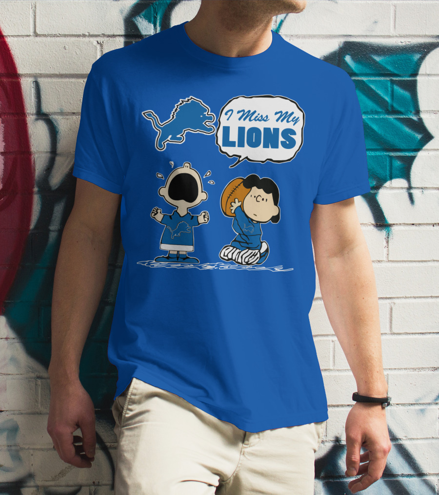 I Miss My Lions Detroit Lions Charlie Brown Football T-Shirt