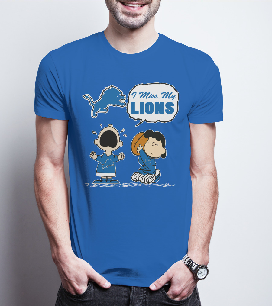 I Miss My Lions Detroit Lions Charlie Brown Football T-Shirt