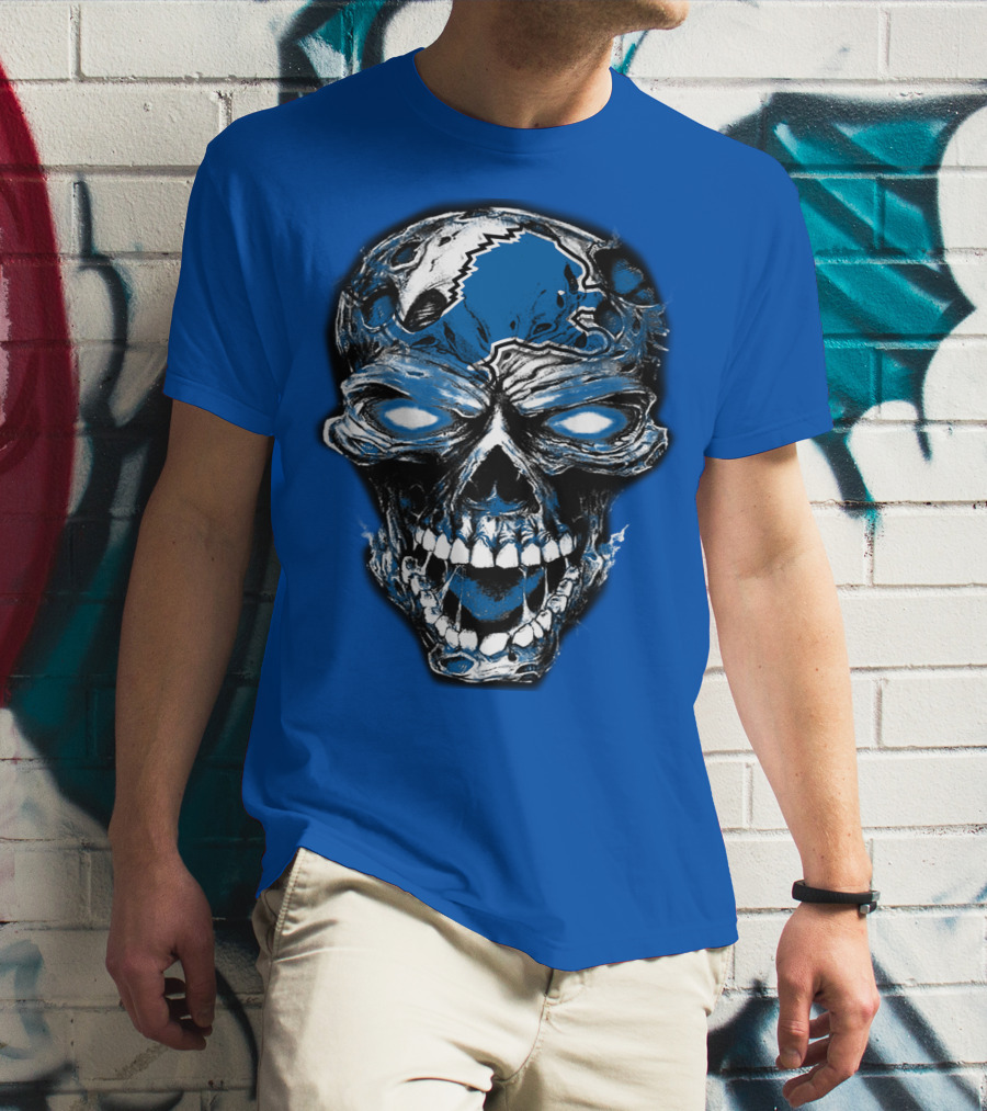 Detroit Lions 59 Skull Blue Roar T-Shirt