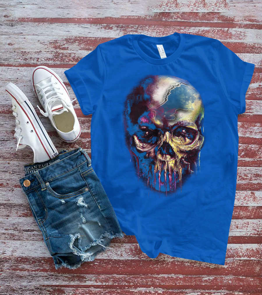 Detroit Lions 25 Skull Design With Blue T-Shirt