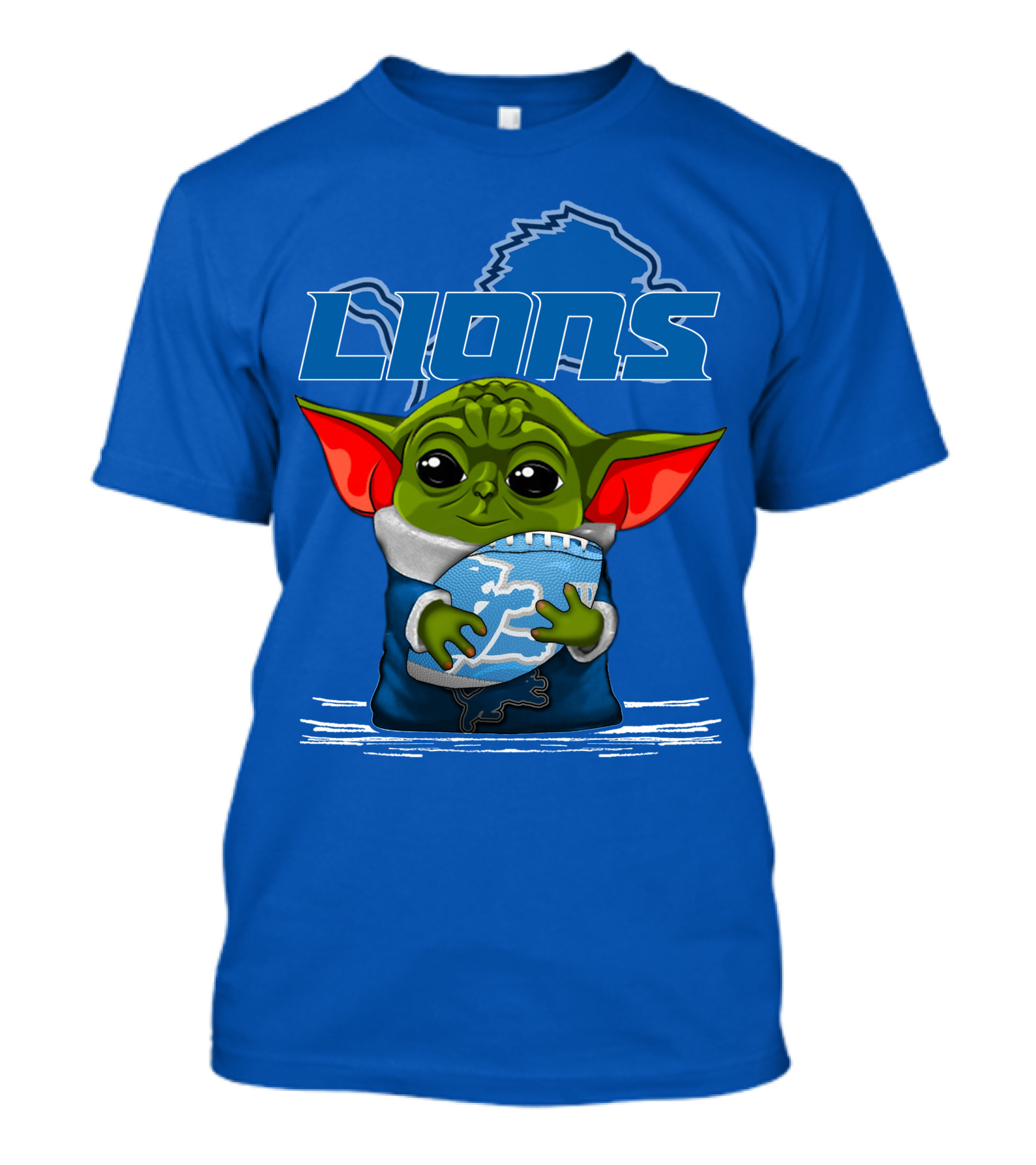 Yoda Holding Football DETROIT LIONS T-Shirt