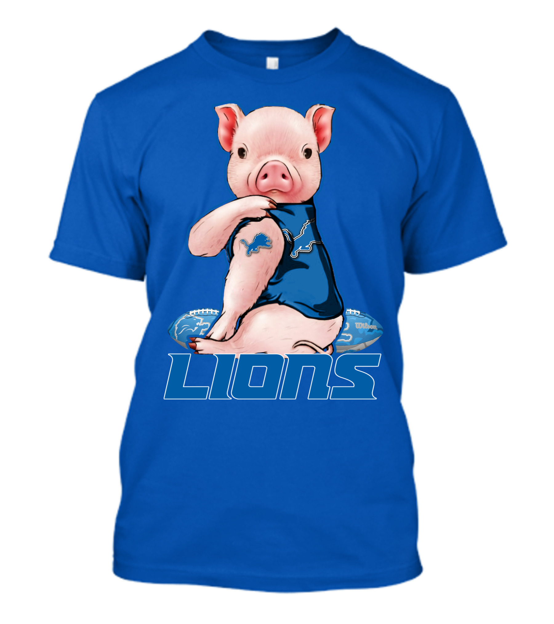Pig With Detroit Lions T-Shirt