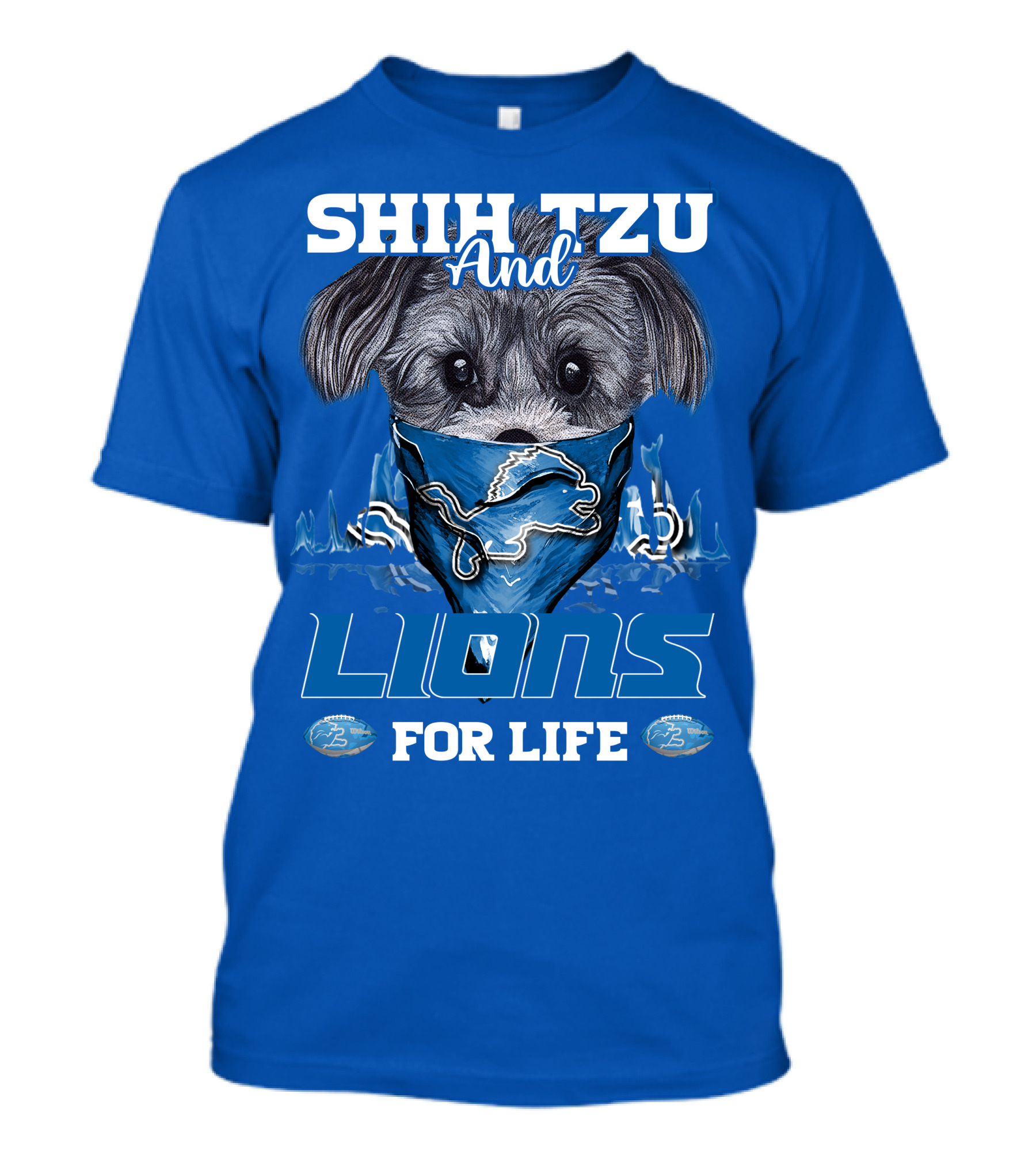 SHIH TZU AND LIONS FOR LIFE DETROIT LIONS T-Shirt