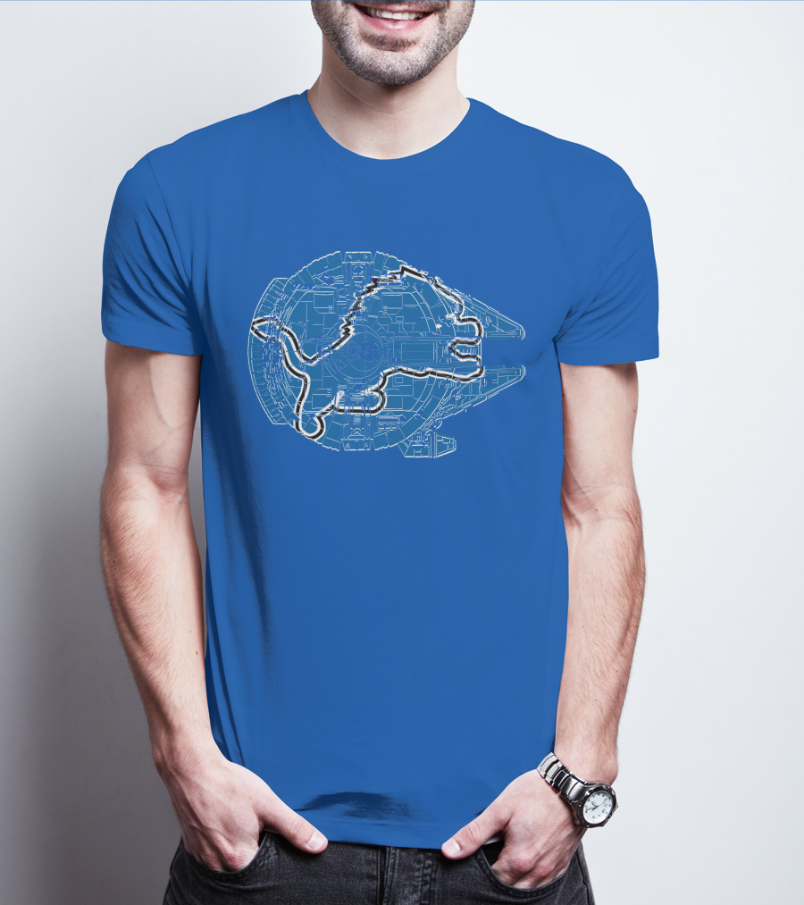 Detroit Lions Millennium Falcon Football Crossover T-Shirt