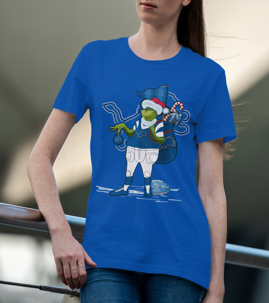 Grinchxmas Detroit Lions Holiday Football T-Shirt