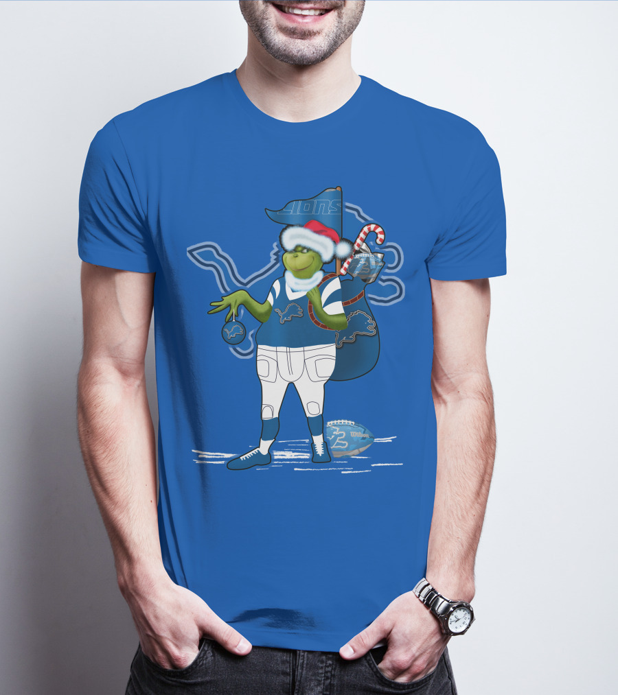 Grinchxmas Detroit Lions Holiday Football T-Shirt