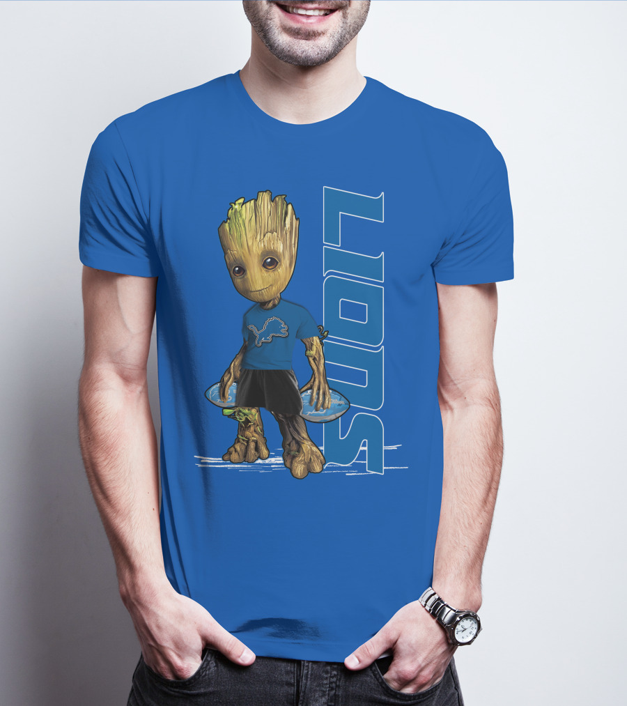 Groot Detroit Lions NFL Team Groot T-Shirt