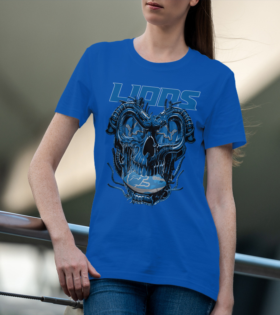 DETROIT LIONS Dragonskull Football Fusion T-Shirt