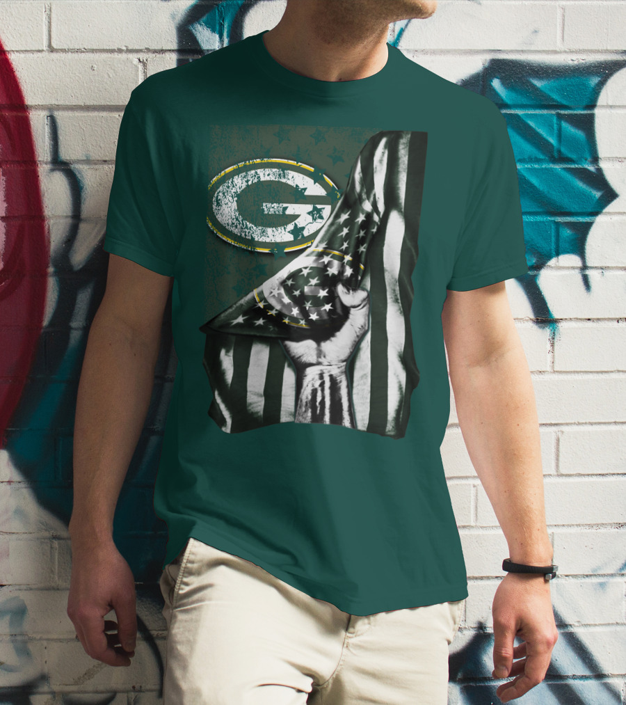 Flag V1 Green Bay Packers Stars And Stripes Power Fist T-Shirt