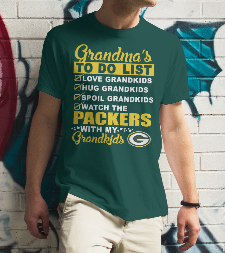 Grandma's To Do List Packers Watch With My Grandkids Green Bay Packers T-Shirt