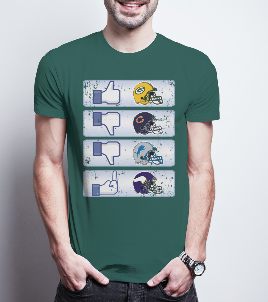 Green Bay Packers Chicago Bears Detroit Lions Minnesota Vikings Nfl Rivalry Icons T-Shirt